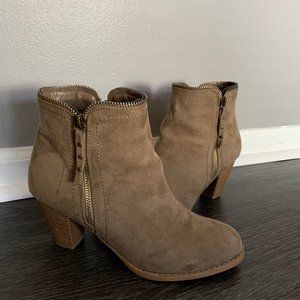 Tan High Heel Booties. Gently Used.